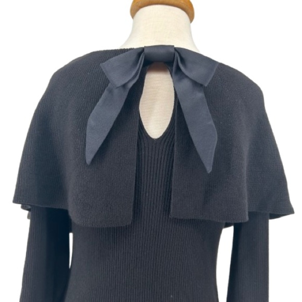 NWT White House Black Market Long Sleeve Bow Back Pullover Sweater Black Medium - Picture 4 of 15